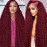 Nsvnsv Burgundy Wig Human Hair 99j Burgundy 13x6 Deep Wave Lace Front Wigs Human Hair Pre Plucked 180% Density HD Transparent Lace Frontal Wigs for Black Women Red Colored Wig 32 Inch