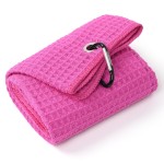 Mile High Life Premium Waffle-Weave Golf Towel | 16 X 24 | Extra Absorbent & Quick-Dry | Ultra-Soft Microfiber | Carabiner Clip | Multi-Color Options | Golf Accessory for Men & Women, Pink C
