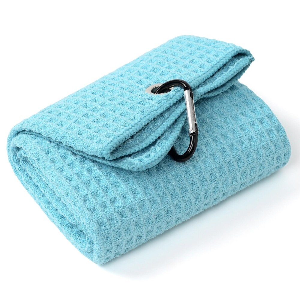 Mile High Life Premium Waffle-Weave Golf Towel | 16 X 24 | Extra Absorbent & Quick-Dry | Ultra-Soft Microfiber | Carabiner Clip | Multi-Color Options | Golf Accessory for Men & Women, Quietude