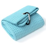 Mile High Life Premium Waffle-Weave Golf Towel | 16 X 24 | Extra Absorbent & Quick-Dry | Ultra-Soft Microfiber | Carabiner Clip | Multi-Color Options | Golf Accessory for Men & Women, Quietude