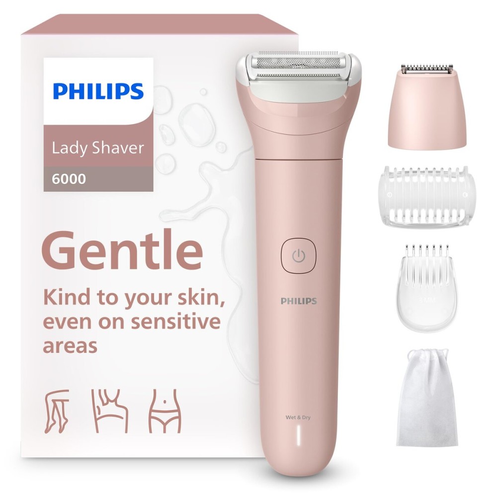 Philips Lady Shaver Series 6000 - Cordless, Wet & Dry Electric Shaver, 3-Blade Shaving System, for Legs, Body & Bikini, 80 Mins. Runtime, Model BRL137/00
