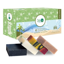 360Feel Cool Water Soap - Handcrafted Castile Natural Soap Bar with Soothing Scent - Handmade with Essential Oils - Ideal Gift for Anniversaries, Weddings & Holiday Stockings - Rich Lather - 4-Pack