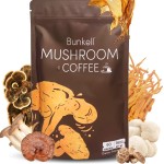 Bunkell Mushroom Coffee, Adaptogenic 6 Mushrooms with Lion\'s Mane, Reishi, Cordyceps, Shiitake, King Trumpet & Turkey Tail, Instant Coffee Powder for Energy, Digestion & Immune Support, 60 Servings