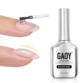GAOY 16ml Clear Builder Base for Gel Polish, Rubber Base Gel, Nail Strengthener for Natural Nails, Long Lasting UV Light Cure