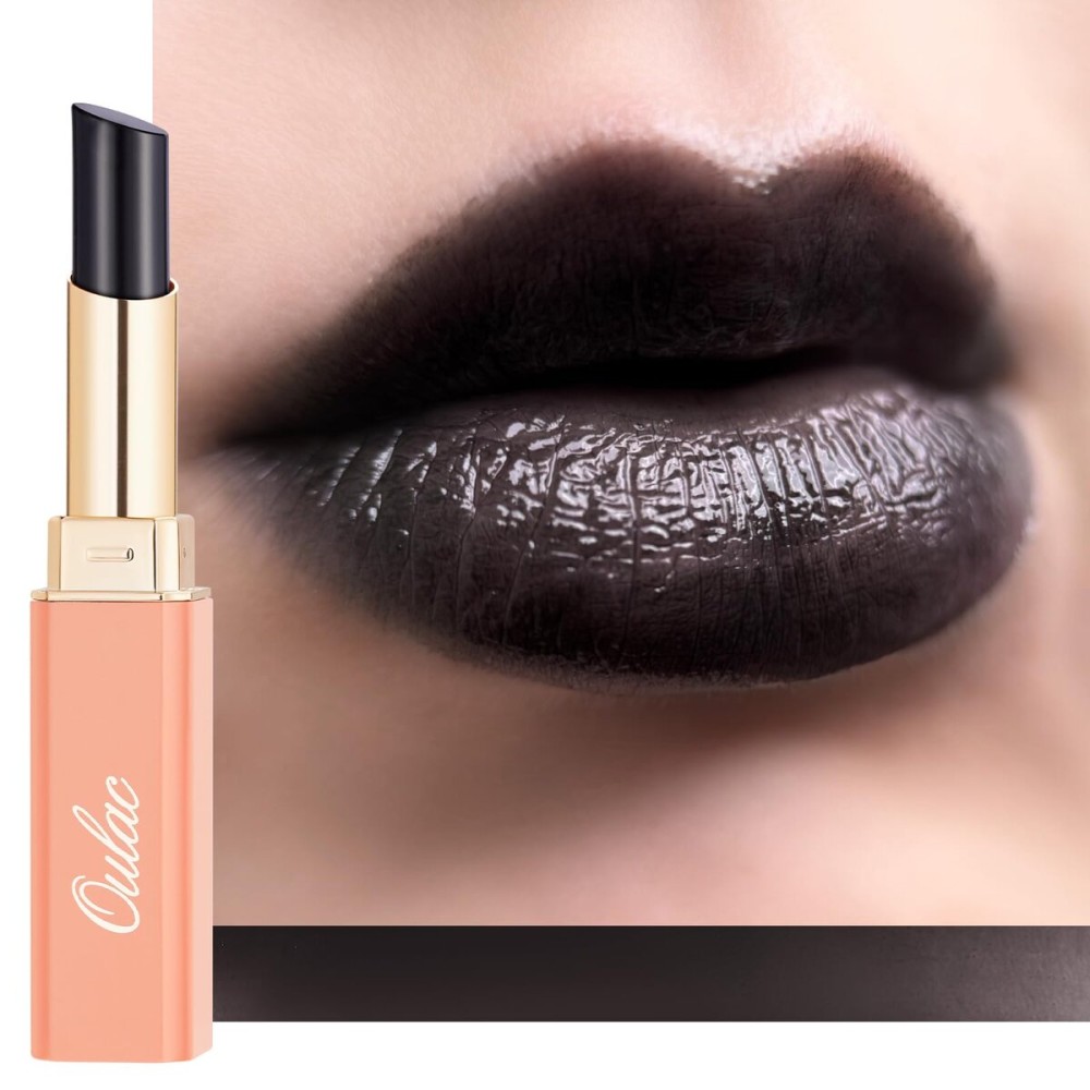 Oulac Light Black Lipstick for Women - 2 in 1 Glossy Ink Black Tinted Lip Balm,Semi-Transparent Hydrating Lip Gloss, Shine Juicy Finish Vegan 2.2g/0.07oz (27)