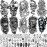 62 Sheets Large Wolf Lion Skeleton Temporary Tattoos For Men Women Arm, 3D Temp Bulk Halloween Accessory Realistic Tattoo Sticker For Adults Neck, Scary Skull Zombie Vampire Fake Tattoos Cobra Snake