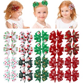 choicbaby 20PCS Christmas Hair Bows Toddler Hair Bow Clips 3Grosgrain Ribbon Girls Baby Bow Clips Christmas Hair Accessories for Toddler Girls Baby