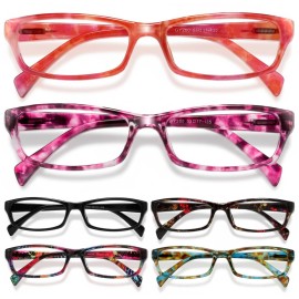 Gaoye Reading Glasses for Women, 6 pack Fashion Readers for Women Men Spring Hinge Eye Glasses, Blue Light Reading Glasses