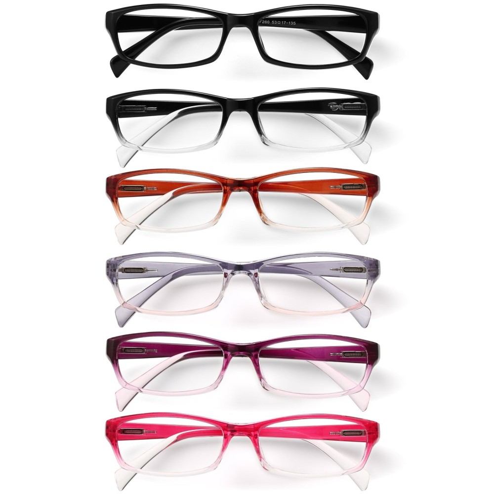 Gaoye Reading Glasses for Women, 6 pack Fashion Readers for Women Men Spring Hinge Eye Glasses, Blue Light Reading Glasses