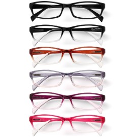 Gaoye Reading Glasses for Women, 6 pack Fashion Readers for Women Men Spring Hinge Eye Glasses, Blue Light Reading Glasses