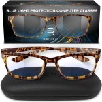 Benicci Stylish Blue Light Blocking Glasses for Women or Men - Ease Computer and Digital Eye Strain, Dry Eyes, Headaches and Blurry Vision - Classic Havana