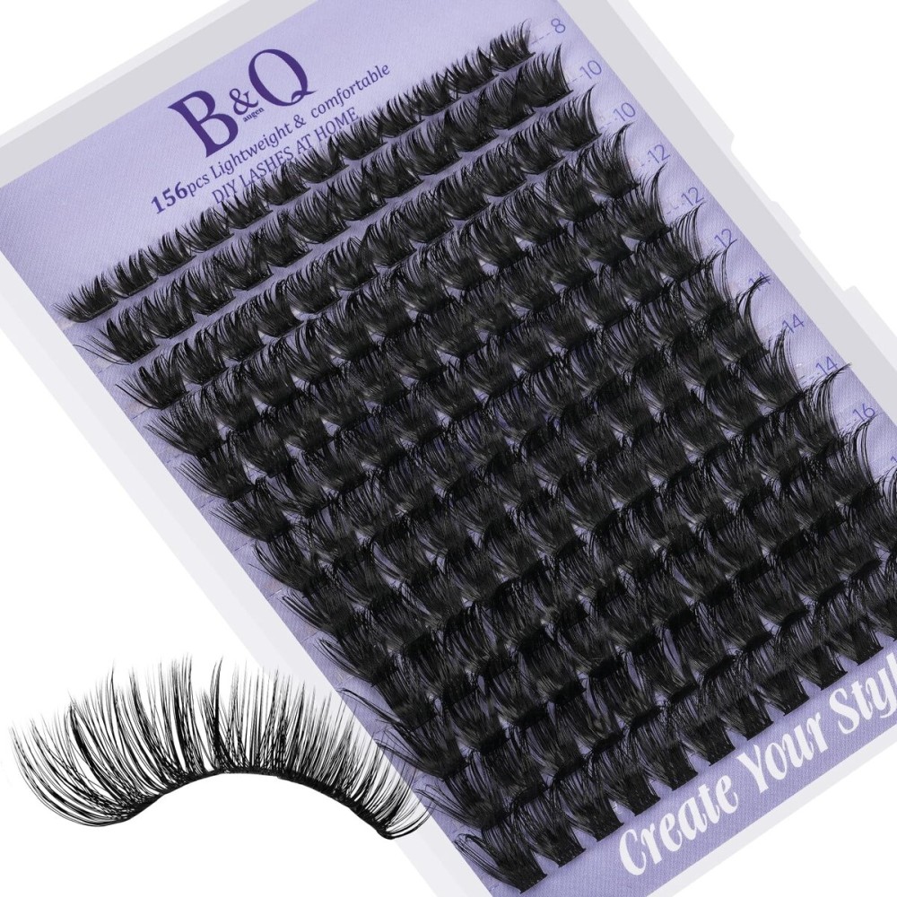 B&Q Wispy Lash Clusters Full B19,Eyelash Clusters 156PCS Comfortable band Cluster Eyelash Extensions,8-18mm Volume Individual Lashes Lightweight D Curl Lash Clusters Soft Eyelashes Natural Look(B19)