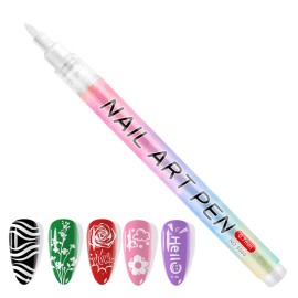 Kalolary 1PCS White Nail Art Pens0.7mm Nail Polish Pens Quick Dry Long-last Nail Graffiti Dotting Painting Liner Nail Art Markers for DIY Nail Art Design