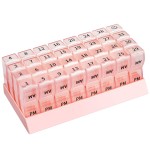 Monthly Pill Organizer 2 Times a Day, one Month Pill Box AM PM, 30 Day Pill Case Small Compartments to Hold Vitamin and Travel Medicine Organizer, 31 Day Pill Organizer, 4 Week Pill CasesPink