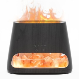 SALKING 2-in-1 Himalayan Salt Lamp & Ultrasonic Essential Oil Diffuser, Aromatherapy Diffuser Cool Mist Humidifier, Salt Therapy Lamp, Ambient Glow, 150ml (Black Wooden Grain)