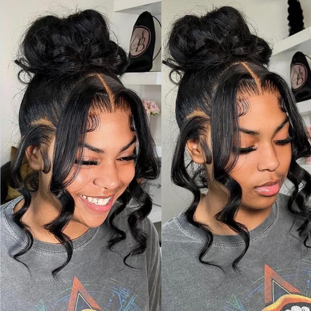 daparo Hidden Strap 360 Lace Front Wigs Human Hair Drawstring Body Wave Lace Front Wigs Human Hair 180 Density Pre Plucked Glueless Full Lace Wig for Women 22 Inch