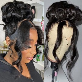 daparo 360 Body Wave Lace Front Wigs Human Hair Hidden Strap Drawstring 360 Wig Human Hair Full Lace 180 Density Pre Plucked Glueless HD Lace Frontal Wig for Women 26 Inch