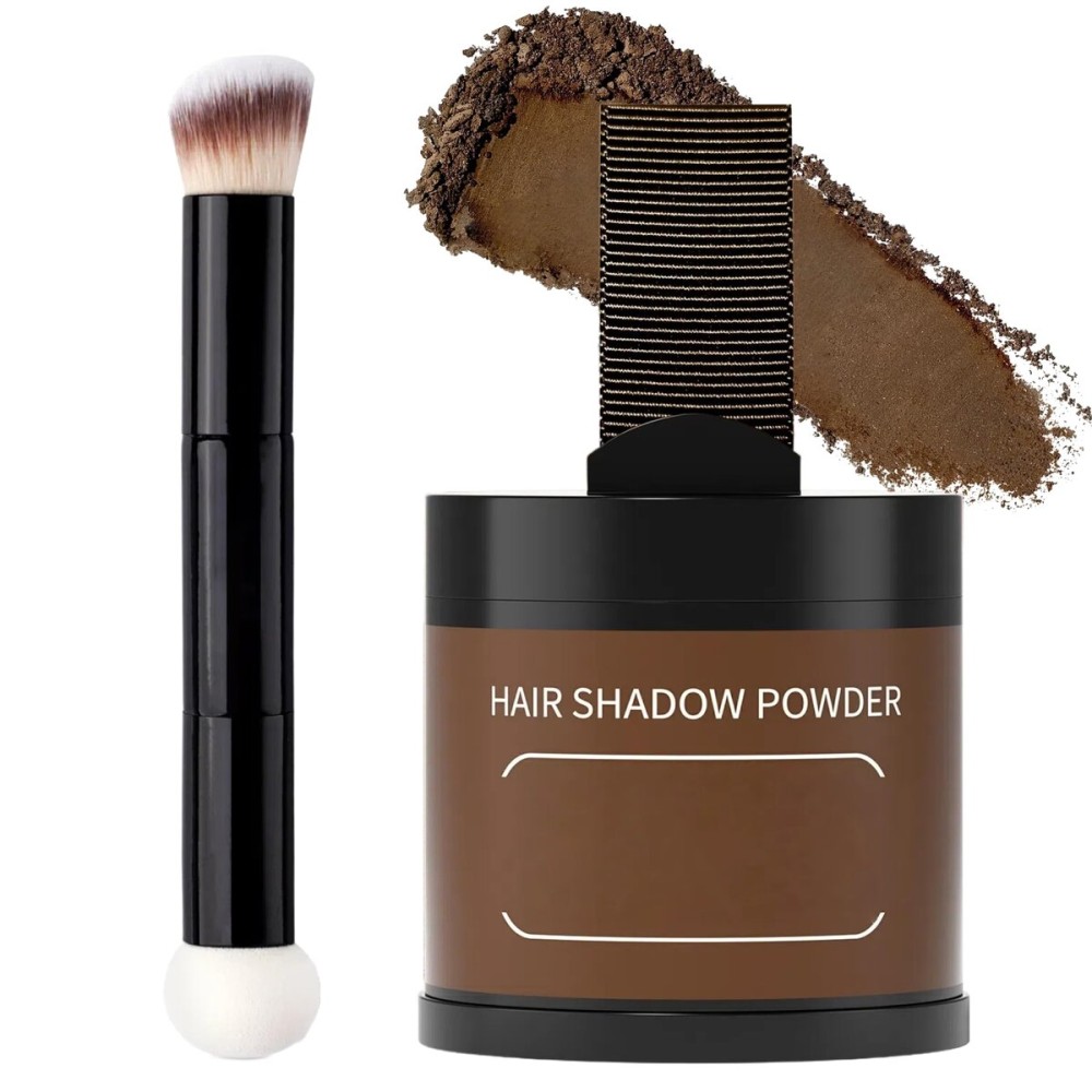 Gowwim Root Touch up Powder, Instantly Gray Hair Cover up Hairline Powder for Women & Men Waterproof and Sweatproof Root Cover Up Long-Lasting for Thinning & Loss Hair (Med Brown2, 10G+1)