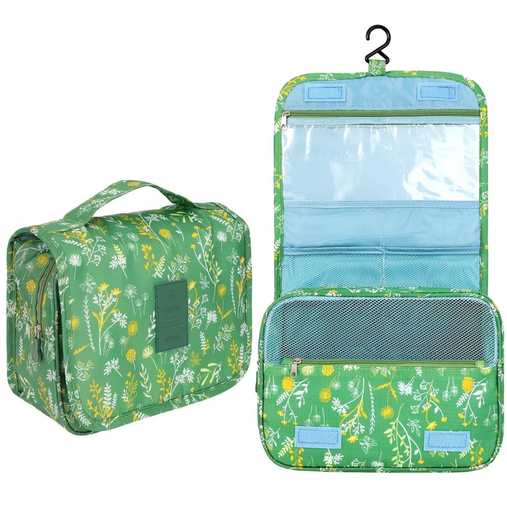Pengxiaomei Toiletry Bag for Women, Waterproof Hanging Cosmetic Bag Portable Makeup Pouch Multifunction Handle Travel Toiletry Bag Organizer(Green)