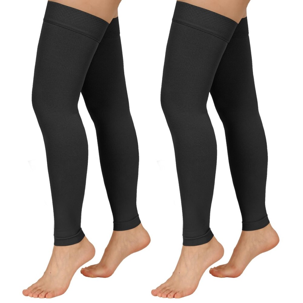 Totexil 2 Pairs Compression Stockings for Women & Men, 20-30mmHg Thigh High Compression Socks, Footless Medical Socks with Silicone Dot Band--Best Support for Nursing Sports Varicose Veins(Black,3XL)