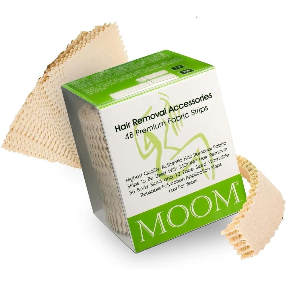 Moom Waxing Strips for Women (48 Count) Polycotton, Specially Engineered for Maximum Hair Removal - Perfect for Bikini, Leg, Eyebrow, Body & Face Wax (only include strips)