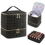 CTWWFS Nail Polish Organizer and Nail Lamp Case, Nail Kit Organizer Holds 30 Bottles (15ml - 0.5 fl.oz) and a Nail Lamp, Nail Polish Carrying Case with Manicure Tools Storage Sections (C-Black)