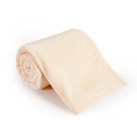 TILLYOU Toddler Fleece Blanket 40x50 Inches Soft and Warm Baby Blankets for Boys and Girls Blanket for Baby Infant Kids, Beige