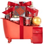 Christmas Spa Gift Set For Women, Birthday Gifts for Her, Spa Gift Basket for Women, Red Rose Bath and Body in Floral Scents Bath Kits, Home Spa Gift Basket, Bath Spa Kit for Mothers day Bath Lotion