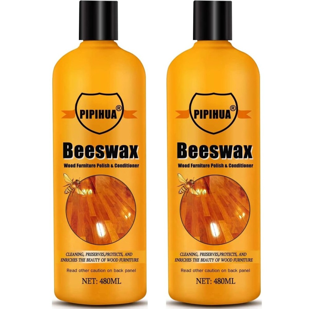 PIPIHUA Beeswax Polish and Conditioner for Wood Furniture - Waterproof & Restorer Wood Wax, Multipurpose Beeswax Furniture Polish and Cleaner for All Types and Colours 16.23 Fl Oz, 2 Pack