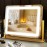 ROLOVE Gold Vanity Mirror with Lights 15 x 12, Lighted Makeup Mirror with 10X Magnification, 3 Color Lighting & Dimmable Brightness, Make Up Mirror with Lighting for Bedroom Tabletop
