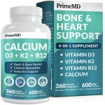 4-in-1 Calcium Supplements for Women and Men - Calcium with Vitamin D3 K2 5000 IU Supplement, 601mg per Serving for Heart, Bones & Body Defenses - Gluten-Free, Vegan-Friendly (360 ct) (Pack of 1)