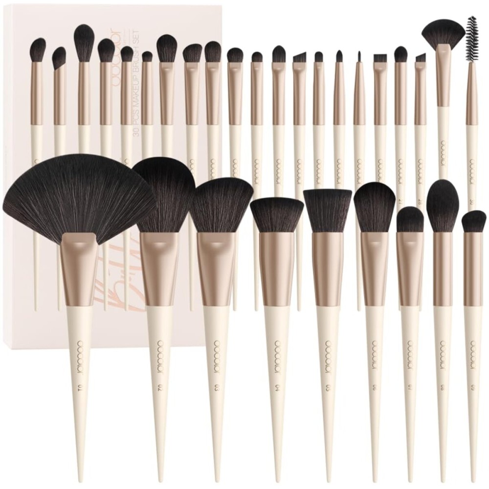 docolor Makeup Brush Set Professional, 15 PCS Black Wood Handle Makeup Brushes, Premium Cruelty-Free Synthetic Fiber Hair, Travel Make up Brushes Set with Case