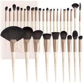 docolor Makeup Brush Set Professional, 15 PCS Black Wood Handle Makeup Brushes, Premium Cruelty-Free Synthetic Fiber Hair, Travel Make up Brushes Set with Case
