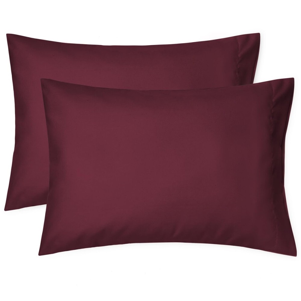 EXQ Home Toddler Pillowcases 13x18 Travel Pillow Case Set of 2, Small Pillow Case Fits Baby Pillow Sized 12x16, 13x18, Kids Pillowcases 2 Pack Machine Washable with Envelope ClosureBurgundy