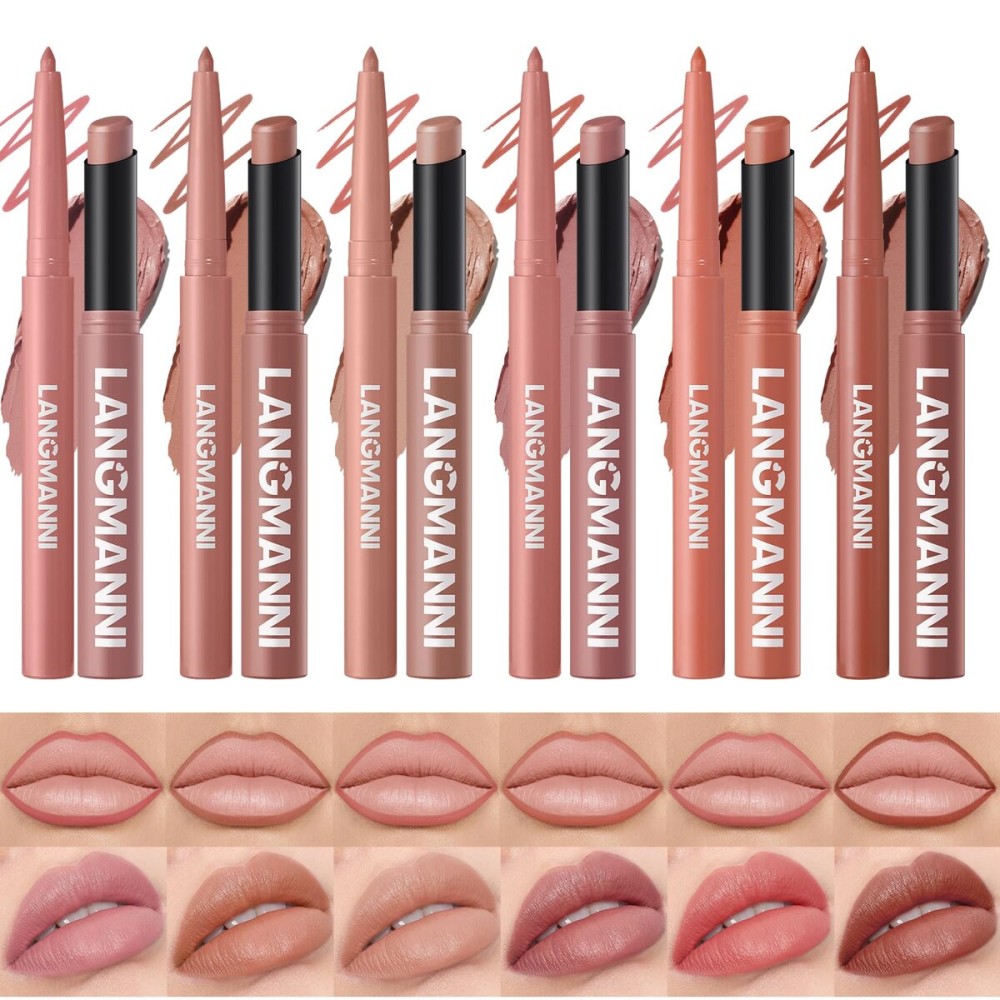 12Pcs Matte Lipstick + Lip Liner Pens Lip Combo Sets, Creamy Matte Lip Makeup Kit Long-Lasting Waterproof, Smudge-Proof Highly Pigmented Formula, Neutral & Nude Shades Makeup Set (Everyday Nudes Set)