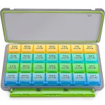 BUG HULL Monthly Pill Organizer, Moisture-Proof Large 28 Days Pill Box with Removable 4 Weeks Pill Case Rows, Medicine Pills Organizers, Travel Pill Organizer with One Month Pill Container-Light Black