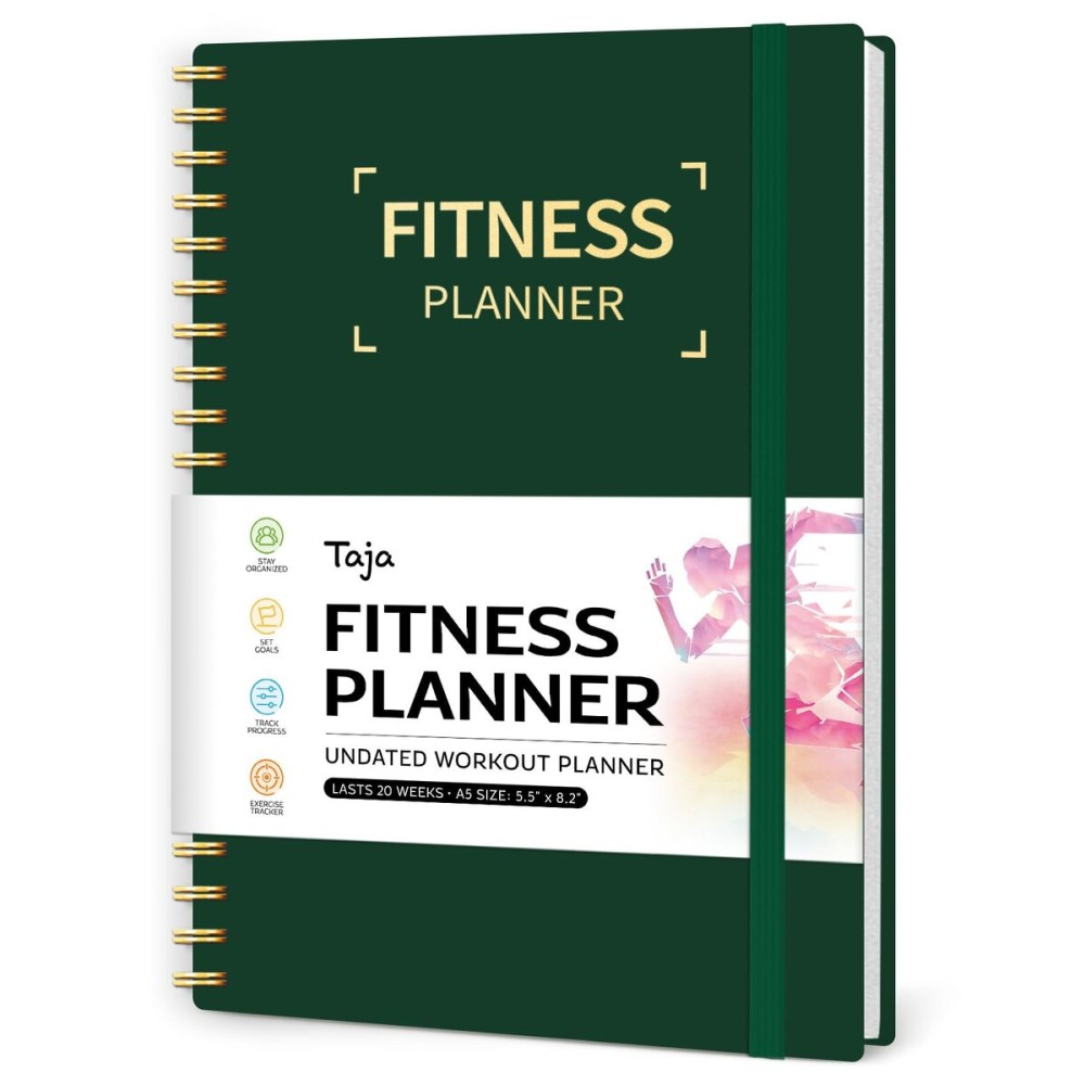 Fitness Workout Journal for Women & Men, A5(5.5 x 8.2) Workout Log Book Planner for Tracking, Progress, and Achieving Your Wellness Goals-Dark Green