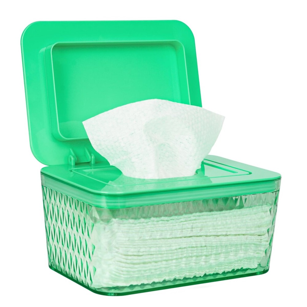 Whiidoom Wipes Dispenser, One-Handed Operation Wipe Holder for Baby & Adult, Seal-Designed Wipes Container for Bathroom Keep Diaper Wipes Fresh (Mint Green)