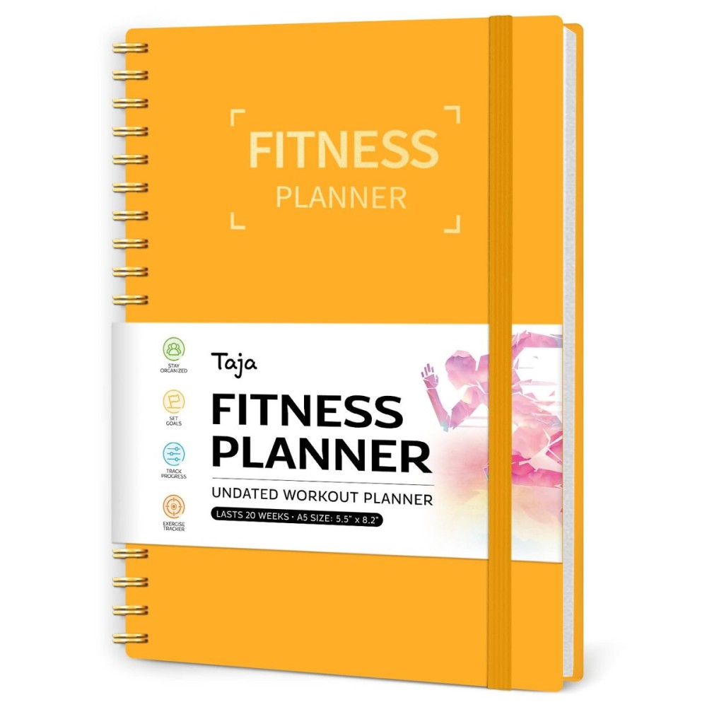 Fitness Workout Journal for Women & Men, A5(5.5 x 8.6) Workout Log Book Planner for Tracking, Progress, and Achieving Your Wellness Goals-Yellow
