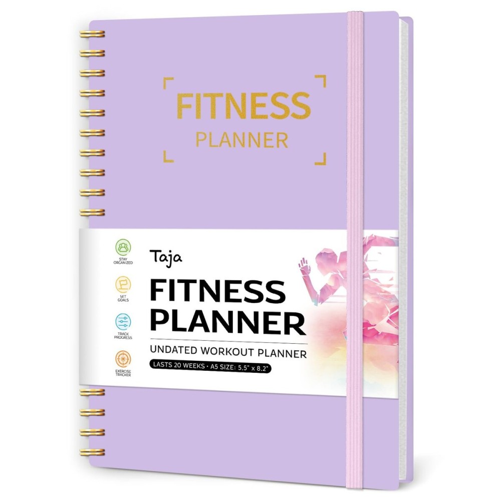 Fitness Workout Journal for Women & Men, A5(5.5 x 8.5) Workout Log Book Planner for Tracking, Progress, and Achieving Your Wellness Goals-Lavender