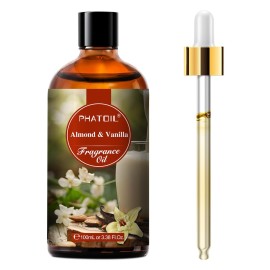 PHATOIL 3.38FL.OZ Almond Vanilla Fragrance Oils for Aromatherapy, Essential Oils for Diffusers for Home, Perfect for Diffuser, Yoga, Skin Care, DIY Candle and Soap Making - 100ml