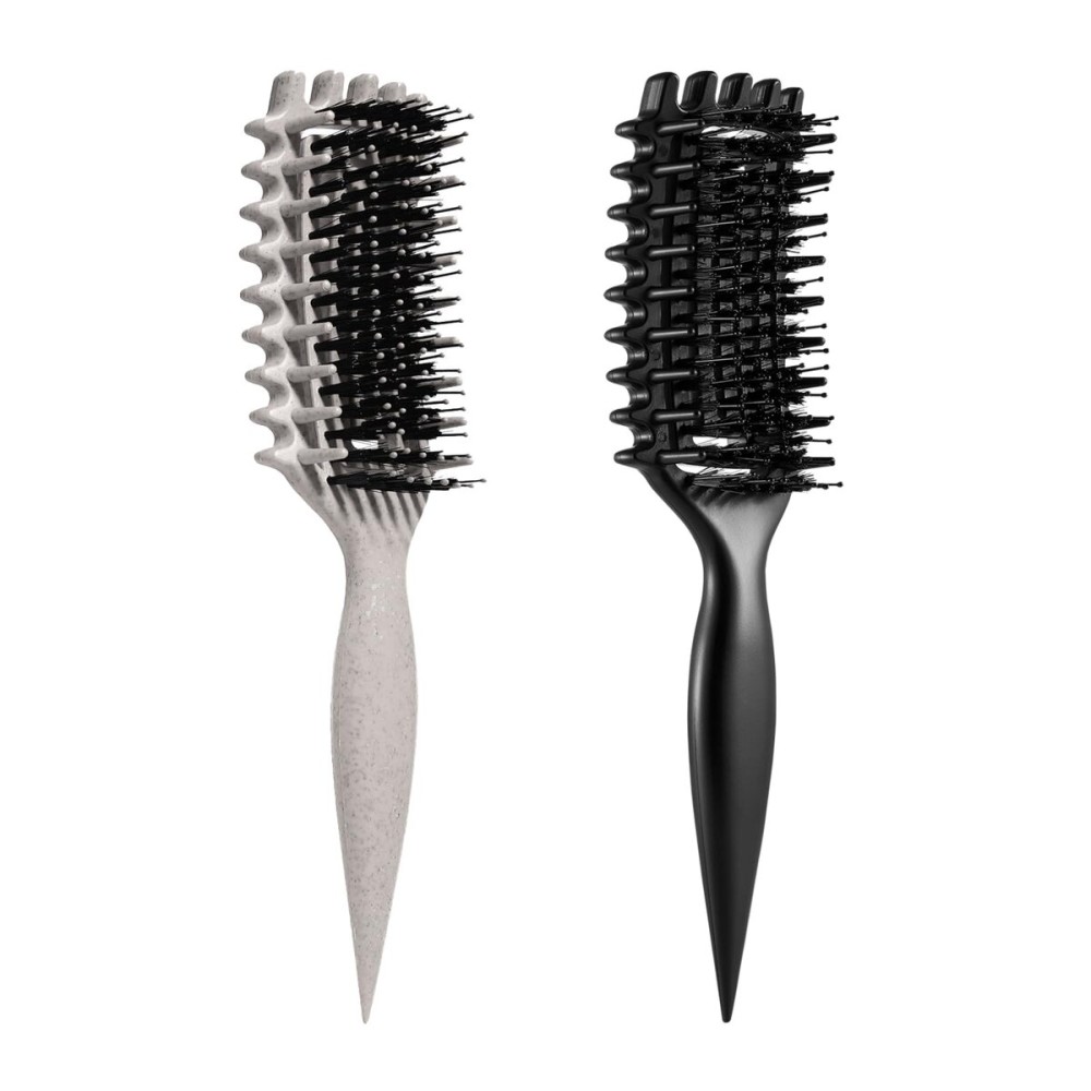 Curly Hair Brush Candybrush Curl Defining Brush for Detangling Shaping and Defining Curls for Women, Men, Wet & Dry Hair (Black Beige)