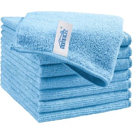 HOMEXCEL Blue Microfiber Cleaning Cloth, 8 Pack Cleaning Towels for Kitchen, Lint Free, Scratch-Free, Highly Absorbent, and Reusable Cleaning Rags for House, Window and Glass, Cars, 11.5 X11.5 inch