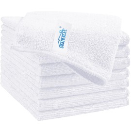 HOMEXCEL White Microfiber Cleaning Cloth, 8 Pack Cleaning Towels for Kitchen, Lint Free, Scratch-Free, Highly Absorbent, and Reusable Cleaning Rags for House, Window and Glass, Cars, 11.5 X11.5 inch