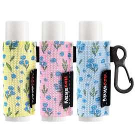 HEYSKAY 3PCS Lip Balm Holder Sleeves Keychain Lipstick Holder Key Chain Lip Gloss Holder Lipstick Elastic Sleeves