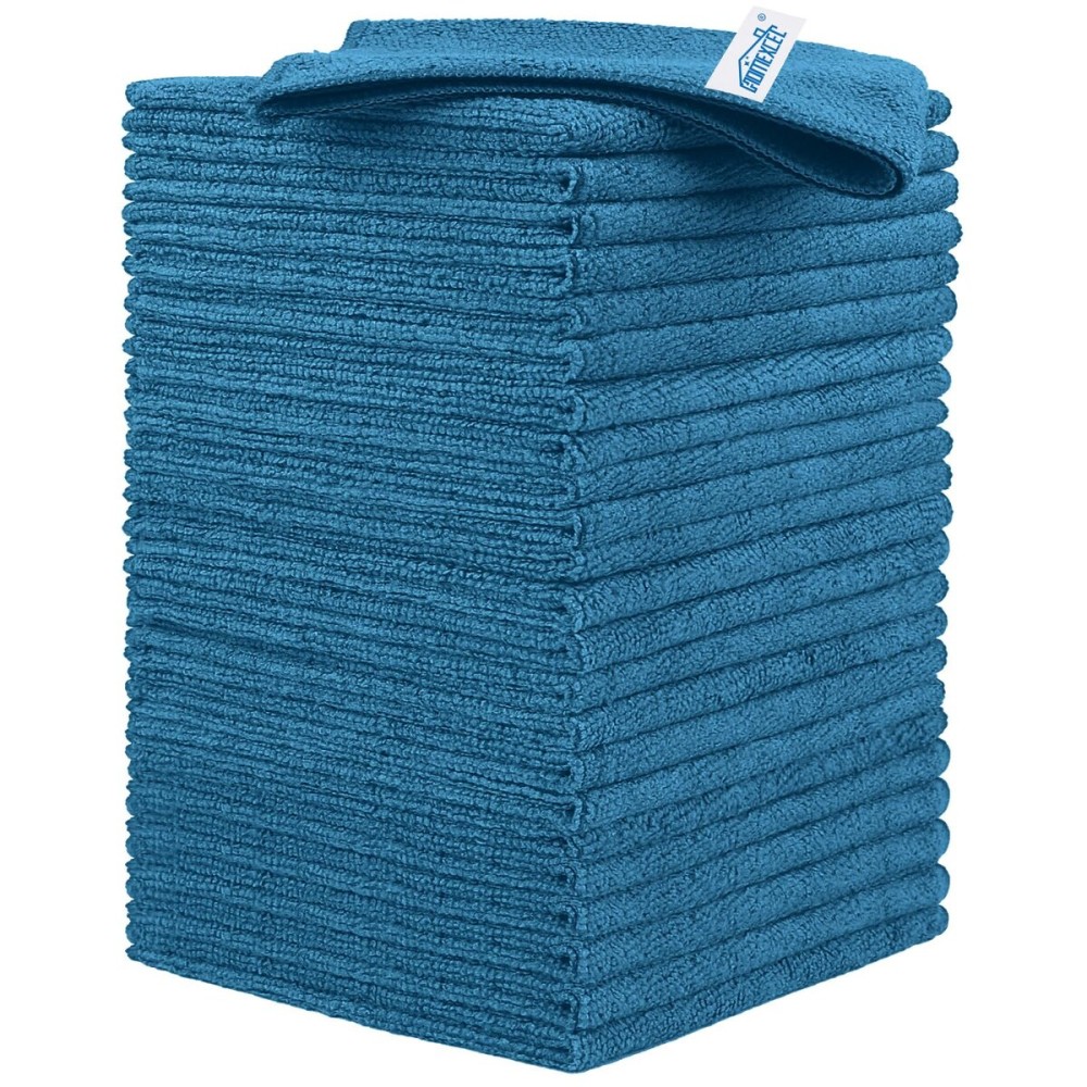 HOMEXCEL Navy Blue Microfiber Cleaning Cloth, 24 Pack Cleaning Towels for Kitchen, Lint Free, Scratch-Free, Highly Absorbent, and Reusable Cleaning Rags for House, Window, Cars, 11.5 X11.5 inch