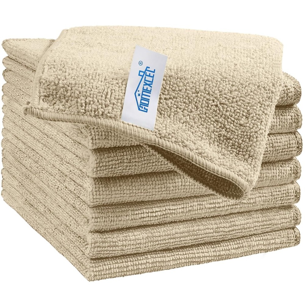 HOMEXCEL Brown Microfiber Cleaning Cloth, 8 Pack Cleaning Towels for Kitchen, Lint Free, Scratch-Free, Highly Absorbent, and Reusable Cleaning Rags for House, Window and Glass, Cars, 11.5 X11.5 inch