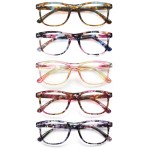 JOLISU Reading Glasses For Women - 5 Pack Stylish Readers For Womens Men Spring Hinge Eyeglasses -Blue Light Blocking Protection Frame (2.50)