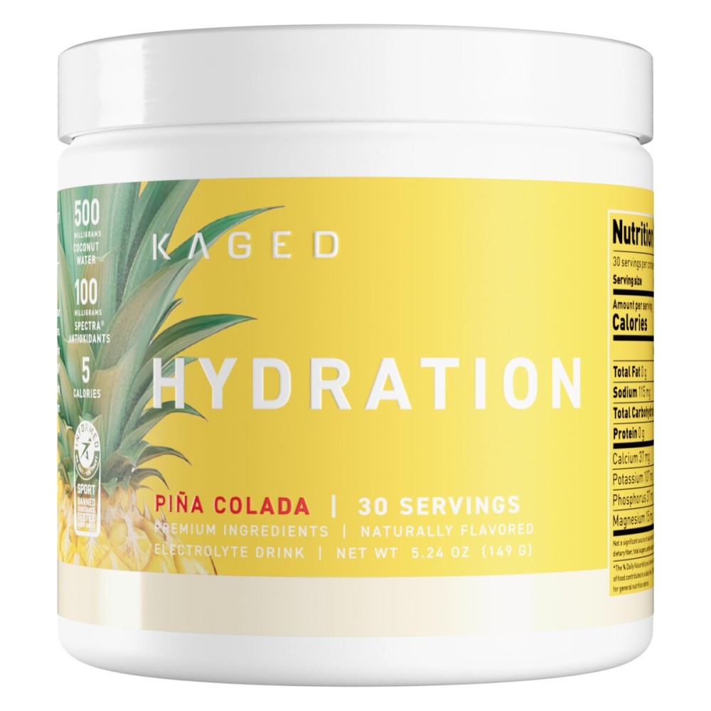 Kaged Electrolyte Hydration Powder | Hydracharge Pina Colada | Sports Drink for Men and Women | Pre, Post, Intra Workout Supplement | 30 Servings