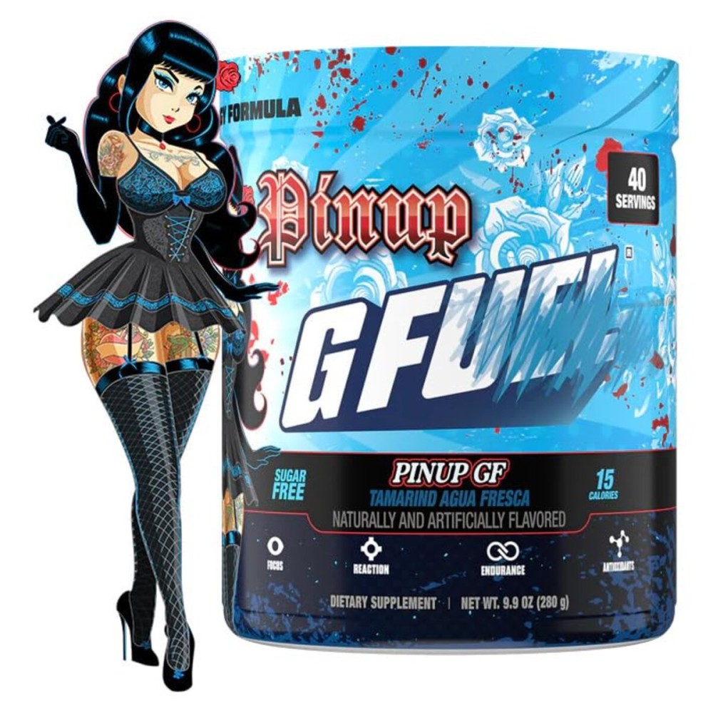 G Fuel Pinup GF Energy Drink Powder, Pre Workout Caffeine Mix for Gaming, Sugar Free Focus Amino, Vitamin + Antioxidants, 9.8oz (Tamarind Agua Fresca, 40 Servings)